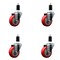 Service Caster 3.5'' SS Red Poly Wheel Swivel 1-3/8'' Expanding Stem Caster Set, 4PK SCC-SSEX20S3514-PPUB-RED-138-4 - alternate 1